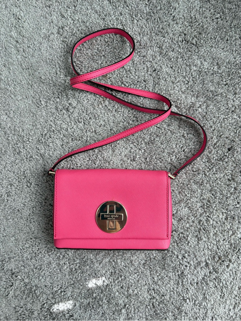 kate spade Bright Pink Leather Crossbody with Turn-Lock